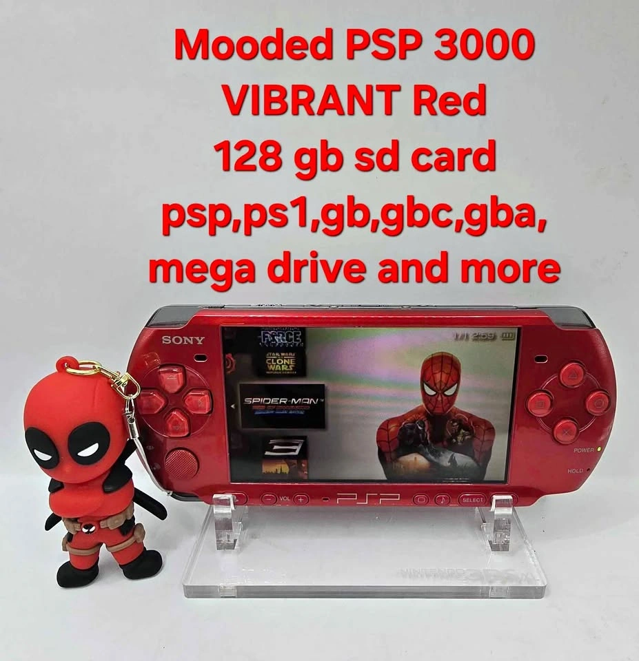 Modded Sony PSP 3000 Vibrant Red / 128GB