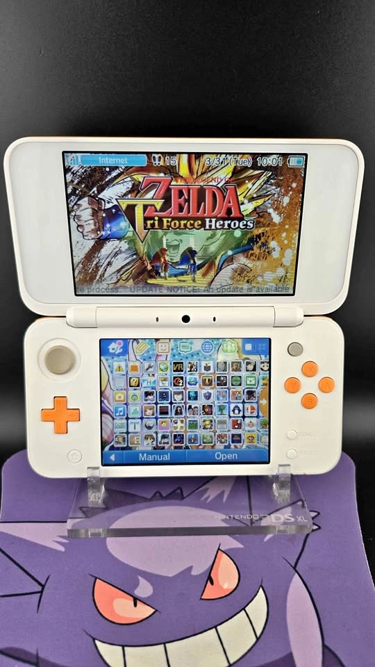 New Nintendo 2DS XL - White and Orange with 128GB SD Card