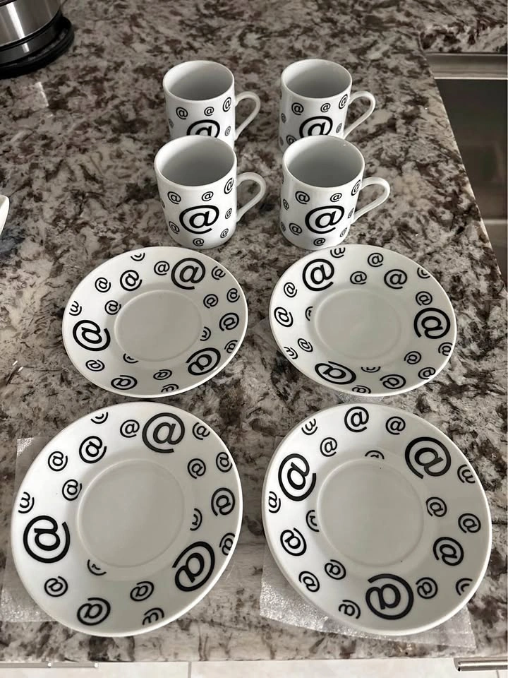 Espresso Cups and Plates Set