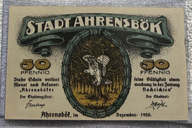 50 PFENNIG 1920 AHRENSBOK Oldenburg GERMANY Notgeld UNC - photo 2