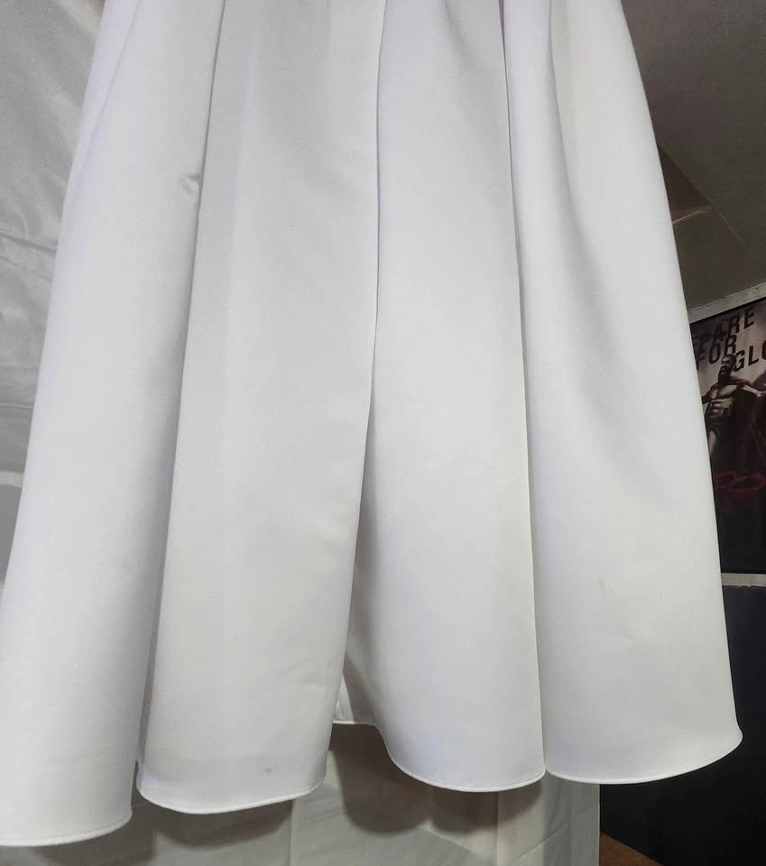 David's Bridal Girls White Satin Off-the-Shoulder Dress Size 6 - photo 3