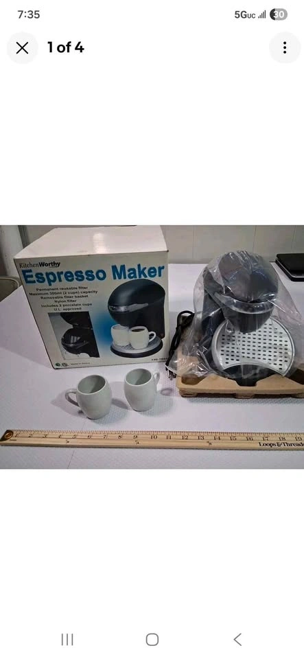 Espresso Maker Black 2 Cup Coffee Brewer Kitchen Worthy NEW in O