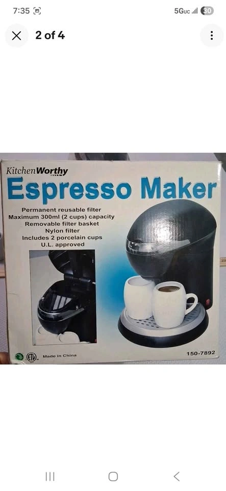 Espresso Maker Black 2 Cup Coffee Brewer Kitchen Worthy NEW in O - photo 3