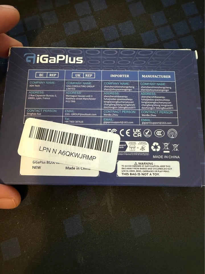 GiGaPlus Intel BE200 WiFi Card Wifi7 Bluetooth 5.4 - photo 2