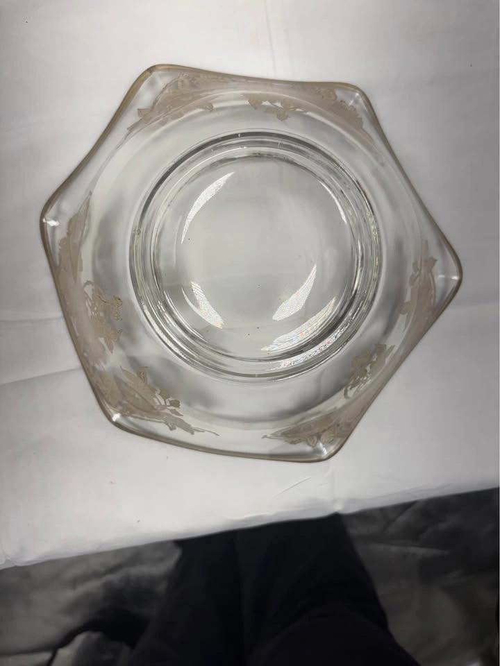 Glass Serving Bowl Silver Floral Design 8 Inch - photo 2