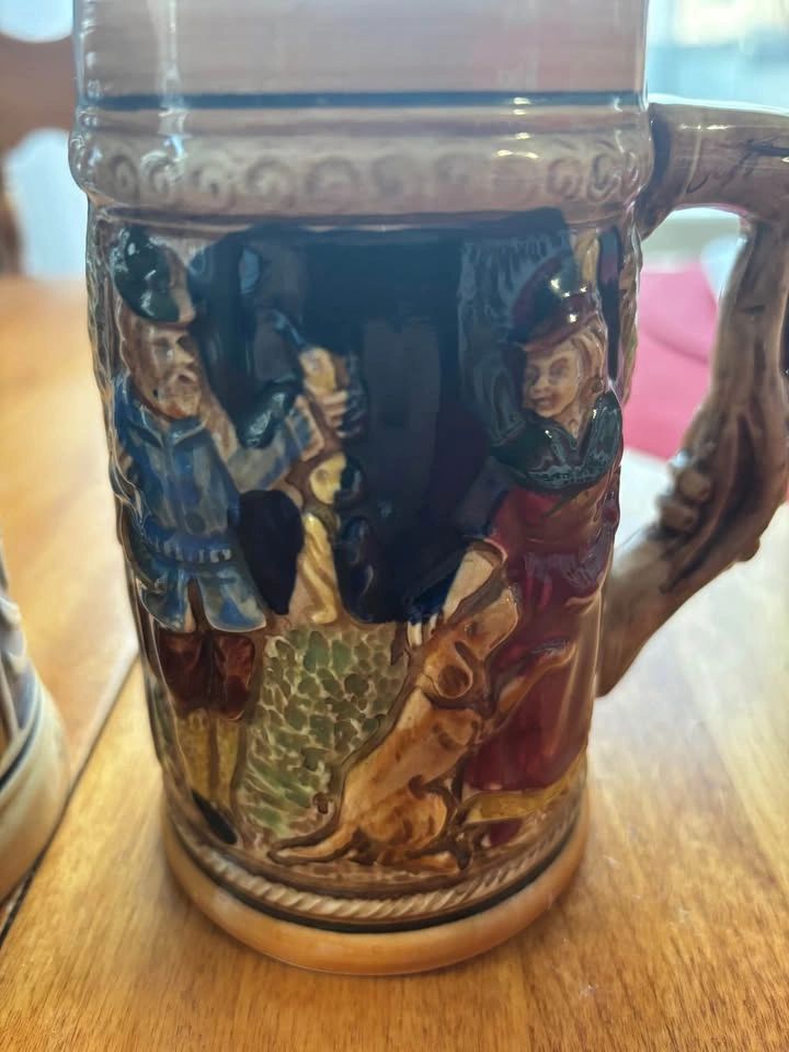 3 Vintage German Stoneware Beer Steins - photo 4