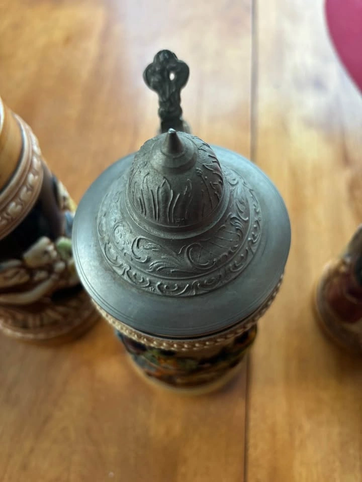 3 Vintage German Stoneware Beer Steins - photo 5