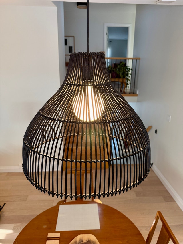 20” Woven Rattan Pendant Light – Dining Room - B