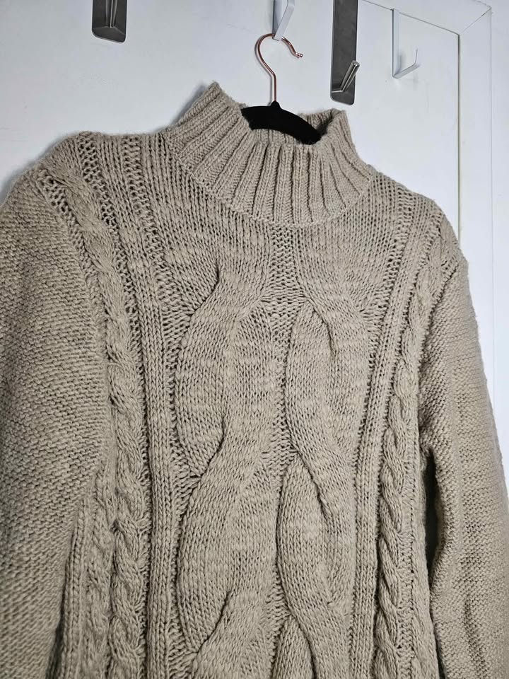 Mens Large Italian Wool Blend Cable Knit Turtleneck - photo 3