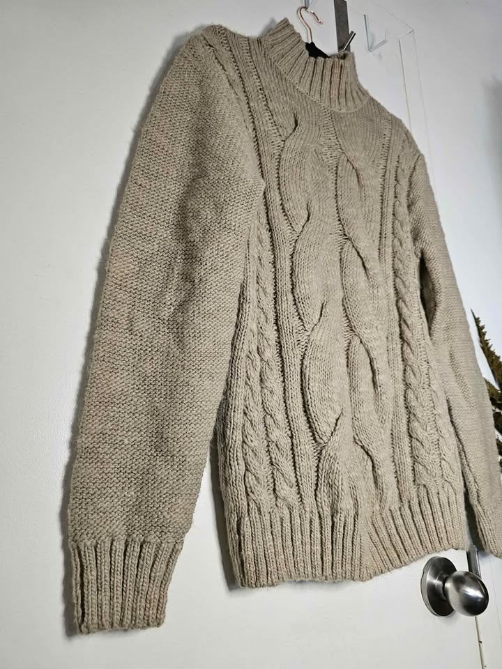 Mens Large Italian Wool Blend Cable Knit Turtleneck - photo 5