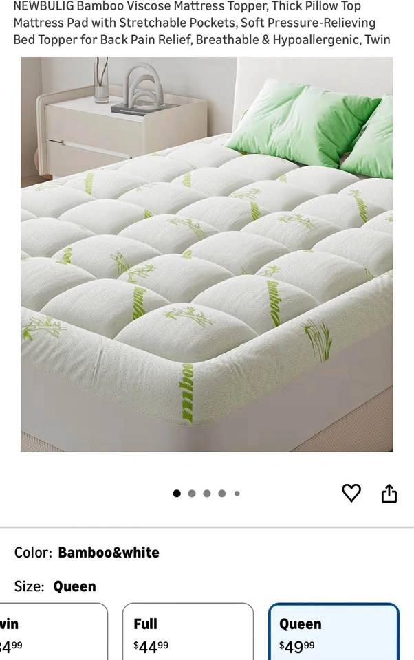 Queen Bamboo Viscose Mattress Topper - Brand New