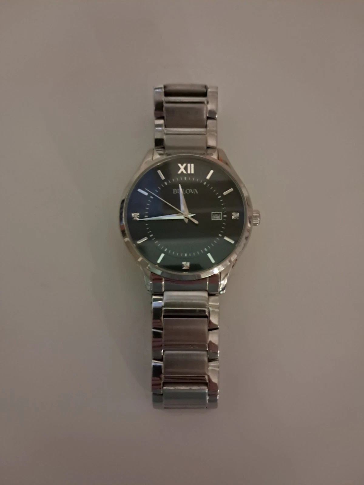 Bulova Men's 96D142 Diamond Accent Black Dial Watch