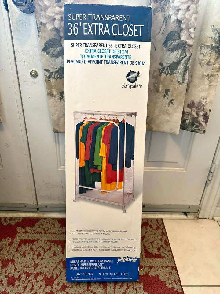 Transparent Garment Rack Closet with Wheels