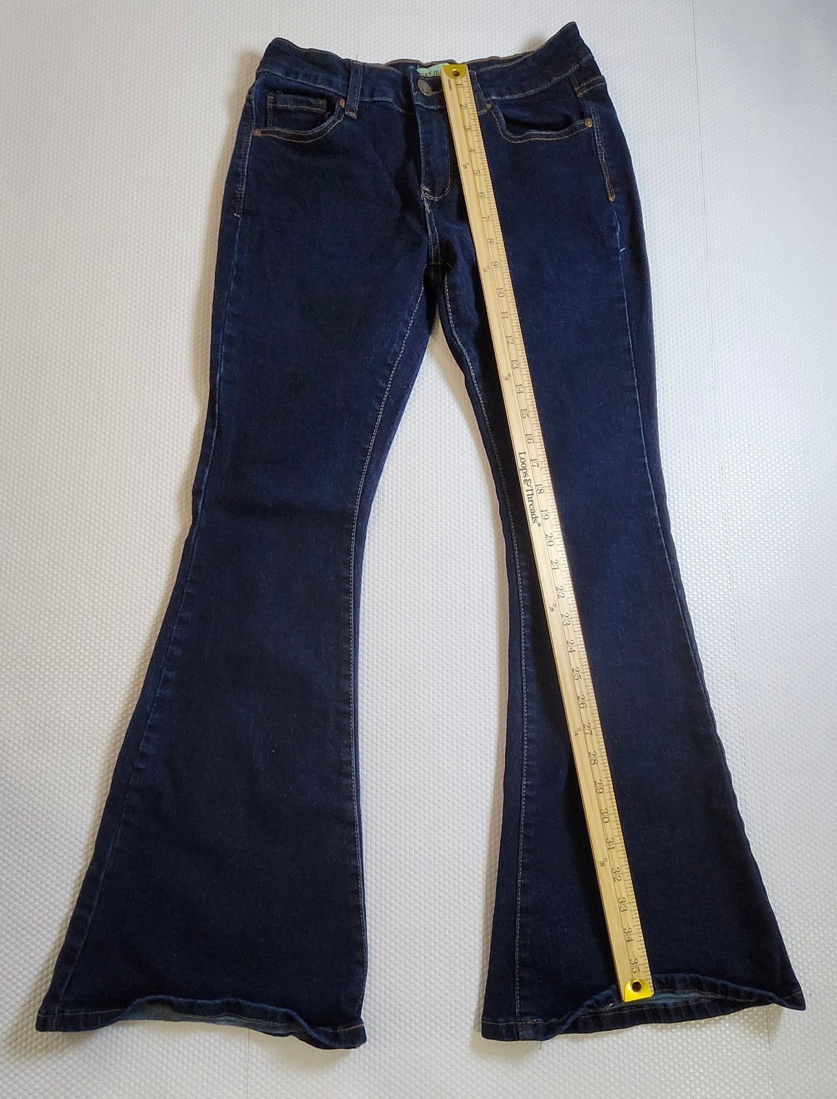 Women's High-Rise Dark Blue Flare Jeans - Wide Leg - photo 2