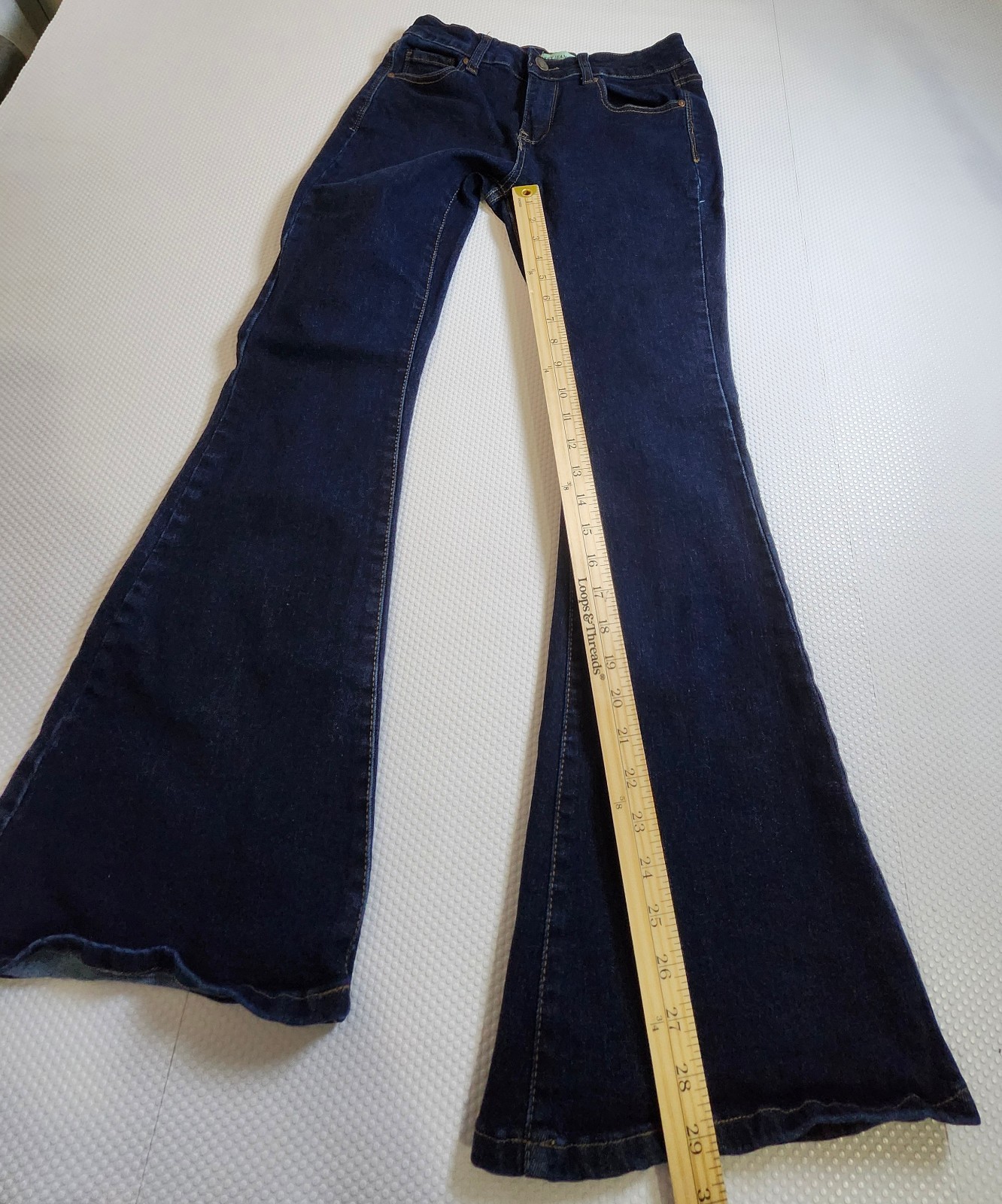 Women's High-Rise Dark Blue Flare Jeans - Wide Leg - photo 4