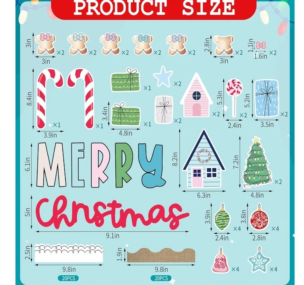 JarThenaAMCS 95 Pcs Gingerbread Bulletin Board Decoration Set - photo 4