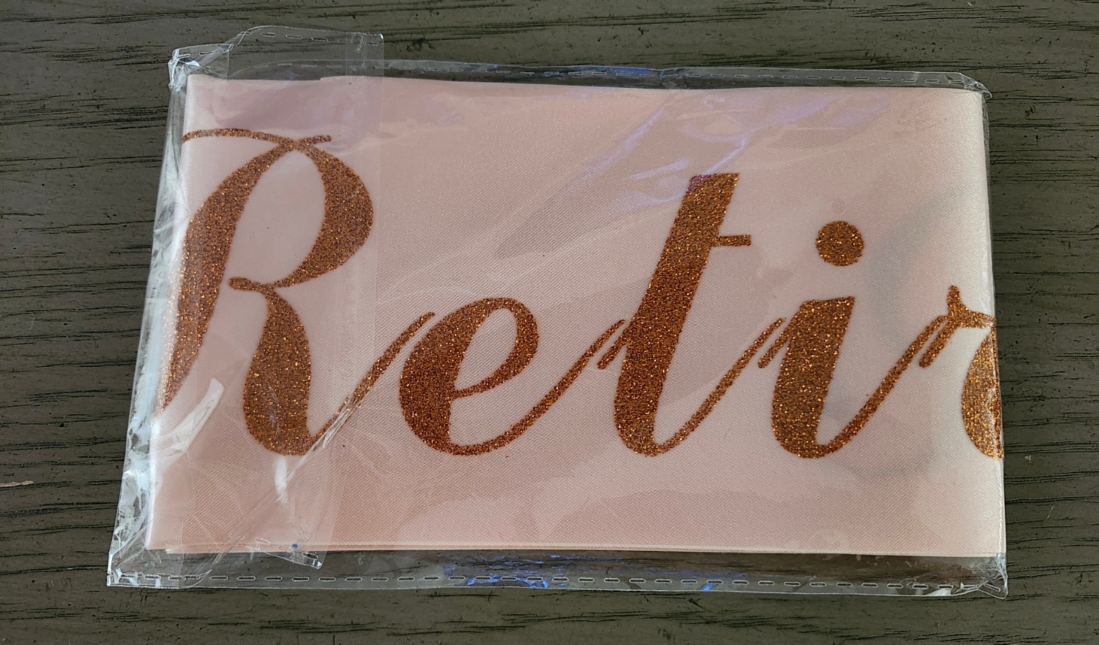 "I'm Retired!" Blush Satin Sash with Sparkly Rose Gold Script - photo 5