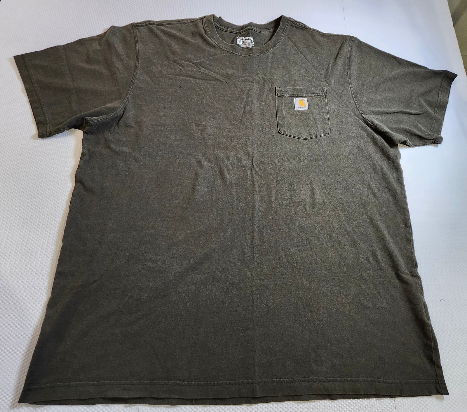 Carhartt Olive Short-Sleeve Pocket Tee with Logo Patch - Imperfe