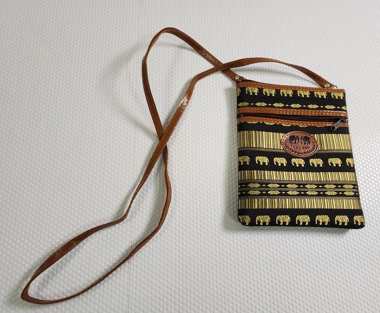 Black & Brown Elephant Print Crossbody Bag