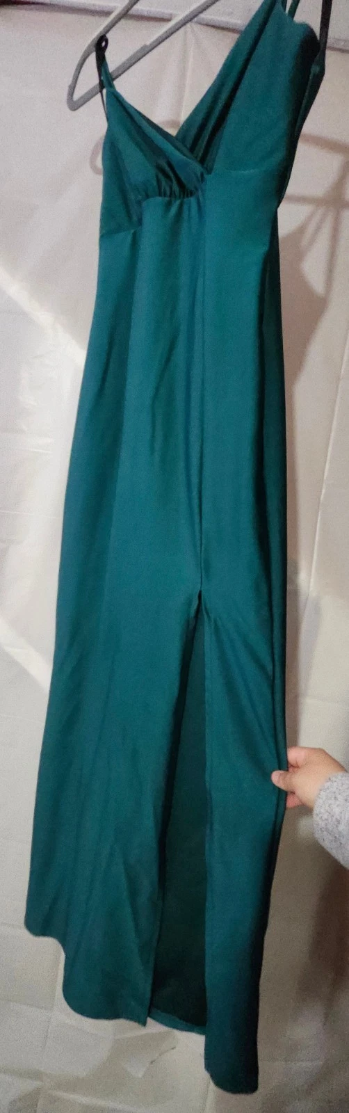 Emerald Satin Spaghetti-Strap Pencil Dress - photo 2
