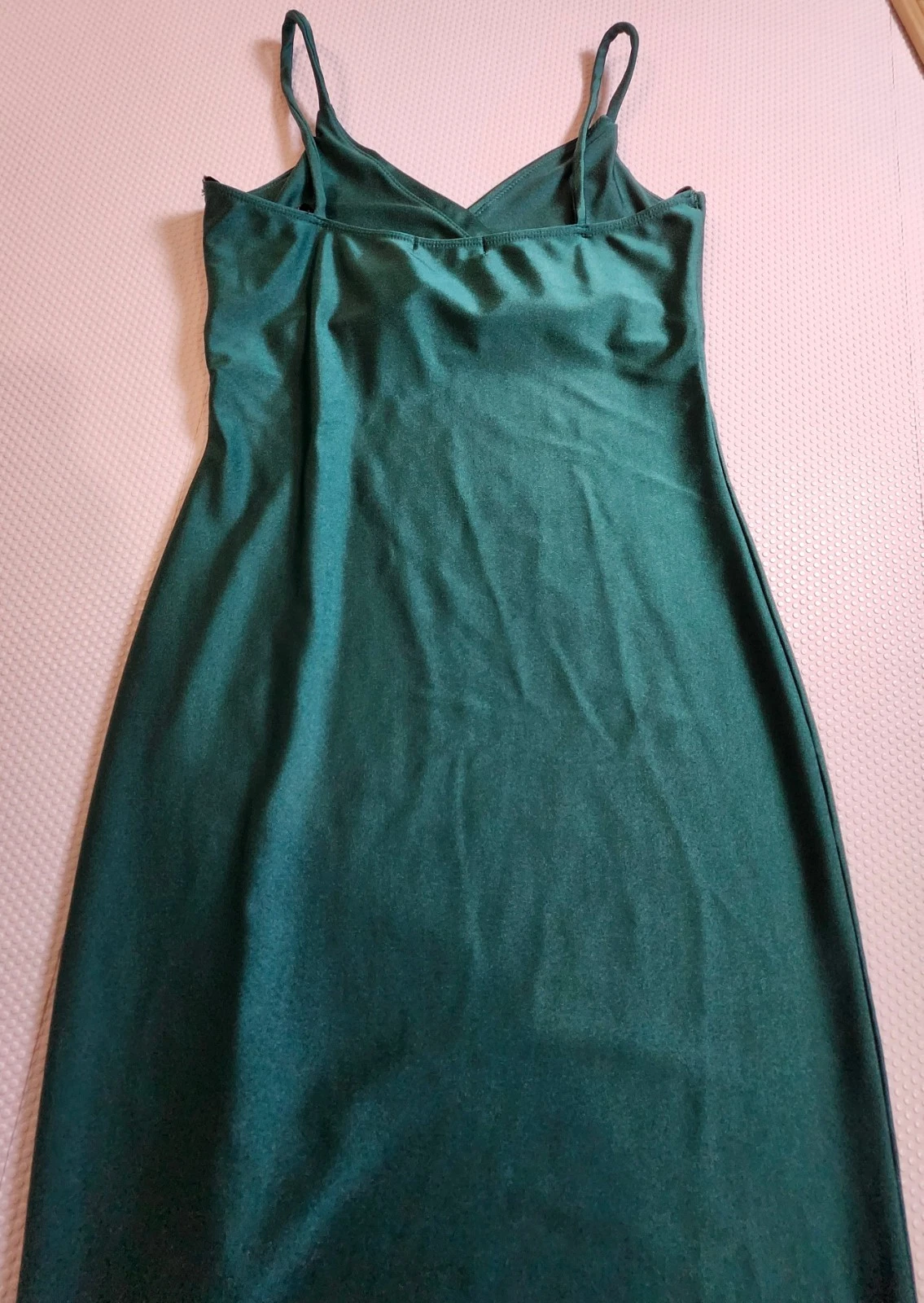 Emerald Satin Spaghetti-Strap Pencil Dress - photo 5