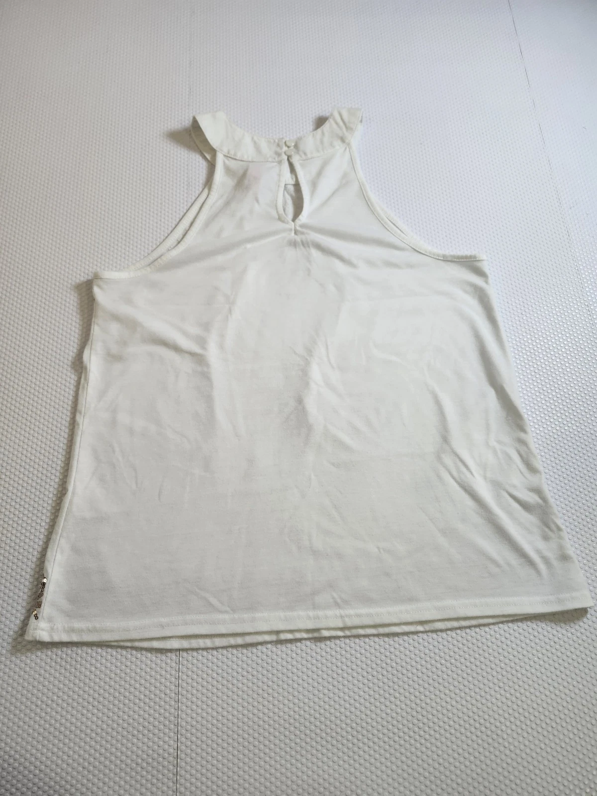 No Boundaries White Halter Tank w/ Gold Trim & Embroidery - Size - photo 5