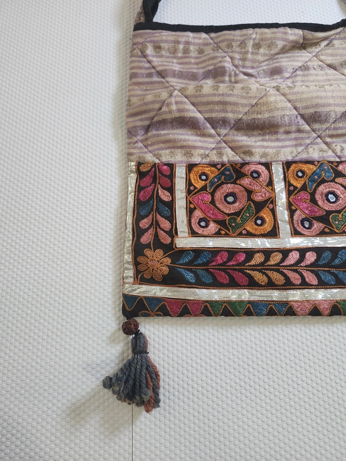 Embroidered Boho Crossbody Bag - Beige/Multicolor - photo 3