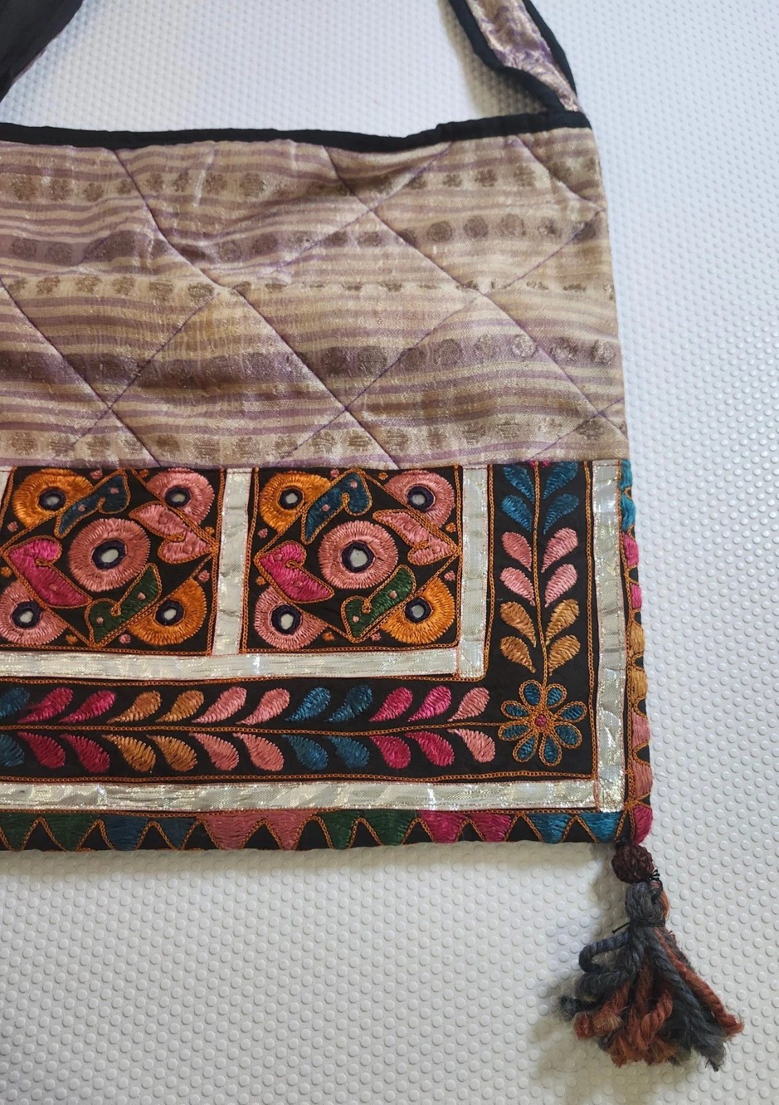 Embroidered Boho Crossbody Bag - Beige/Multicolor - photo 4