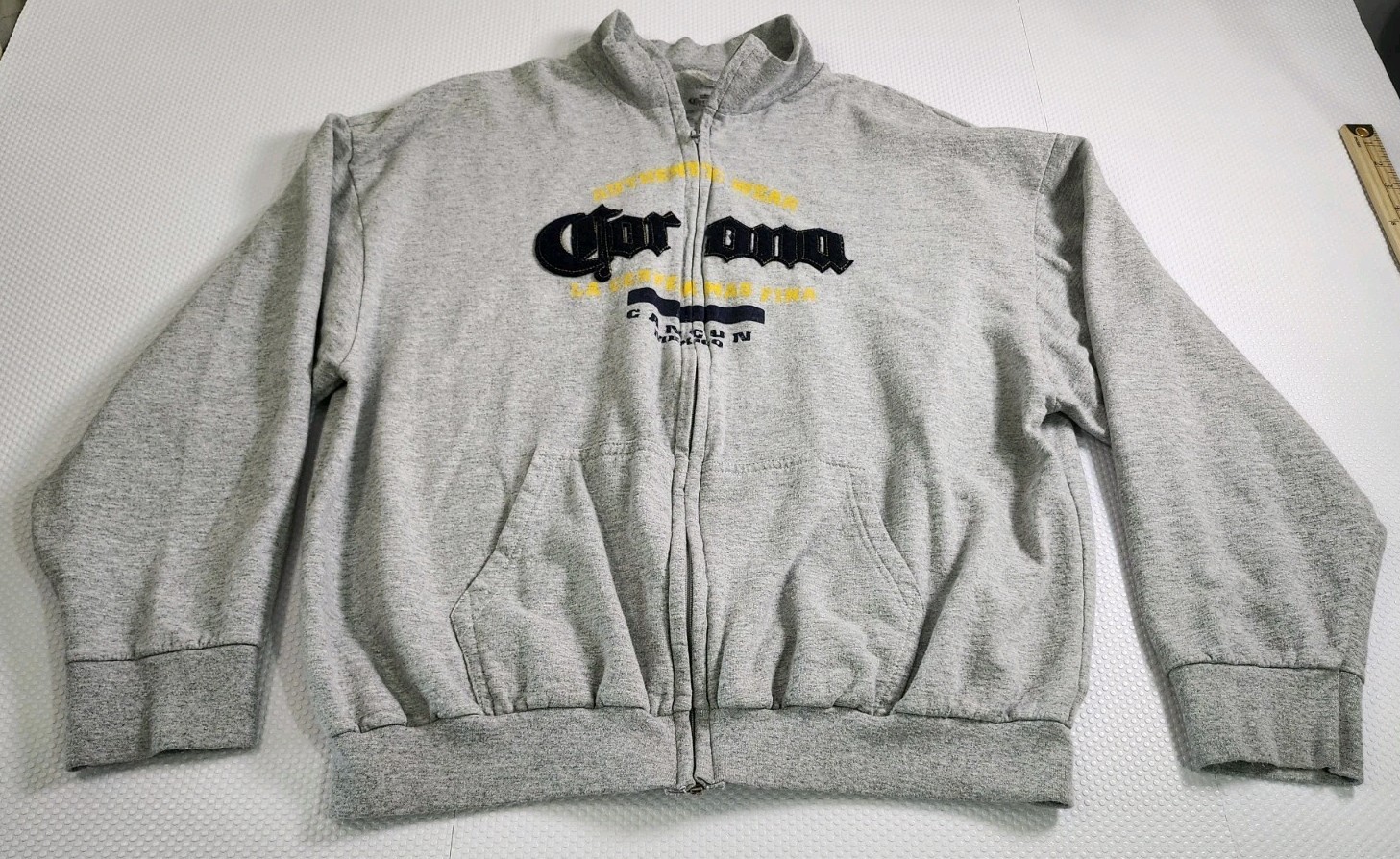 Unisex Gray Corona Extra Beer Logo Zip-Up Hoodie - Size XL