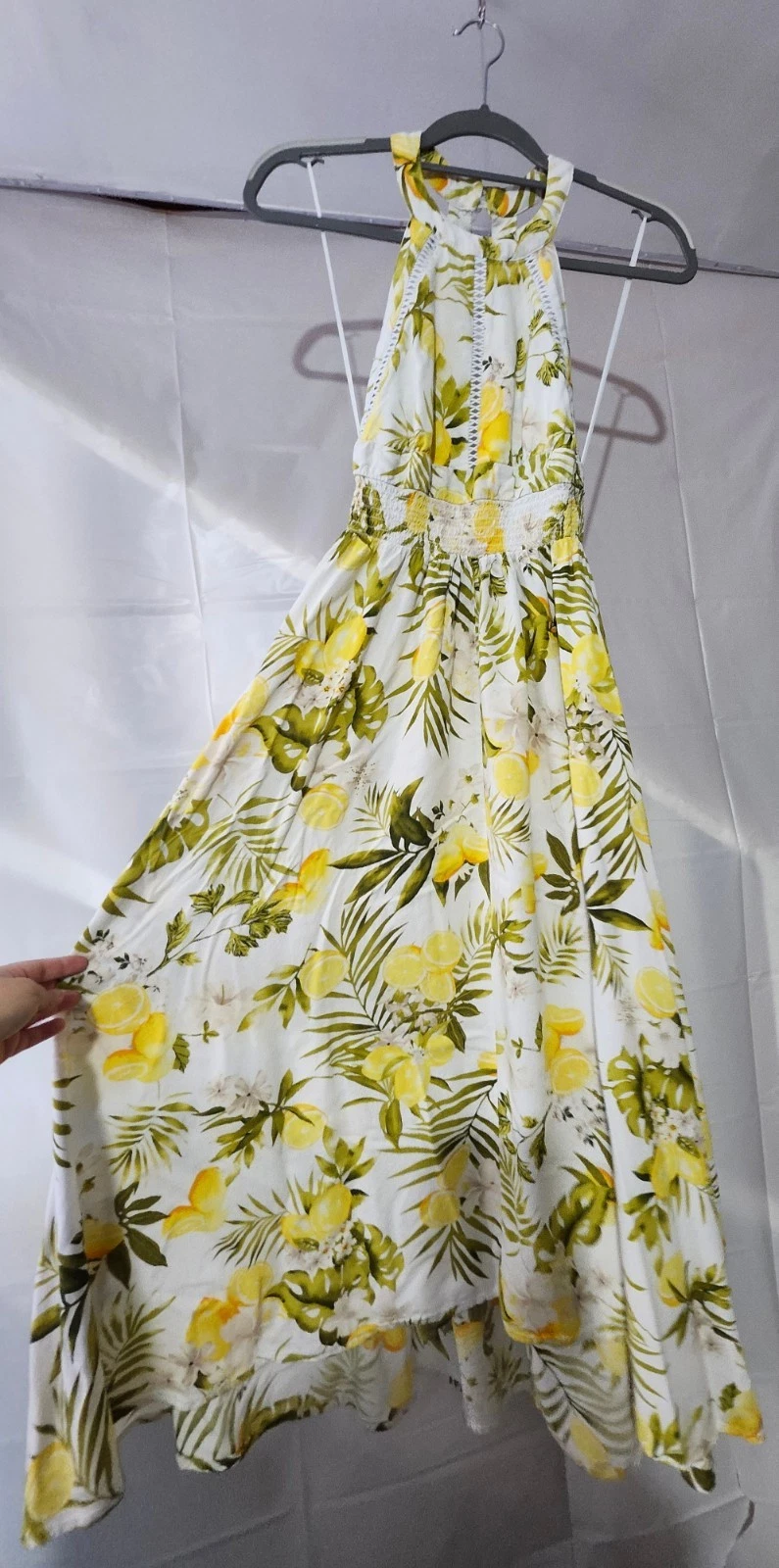 Yellow and White Floral Halter Maxi Dress - photo 2