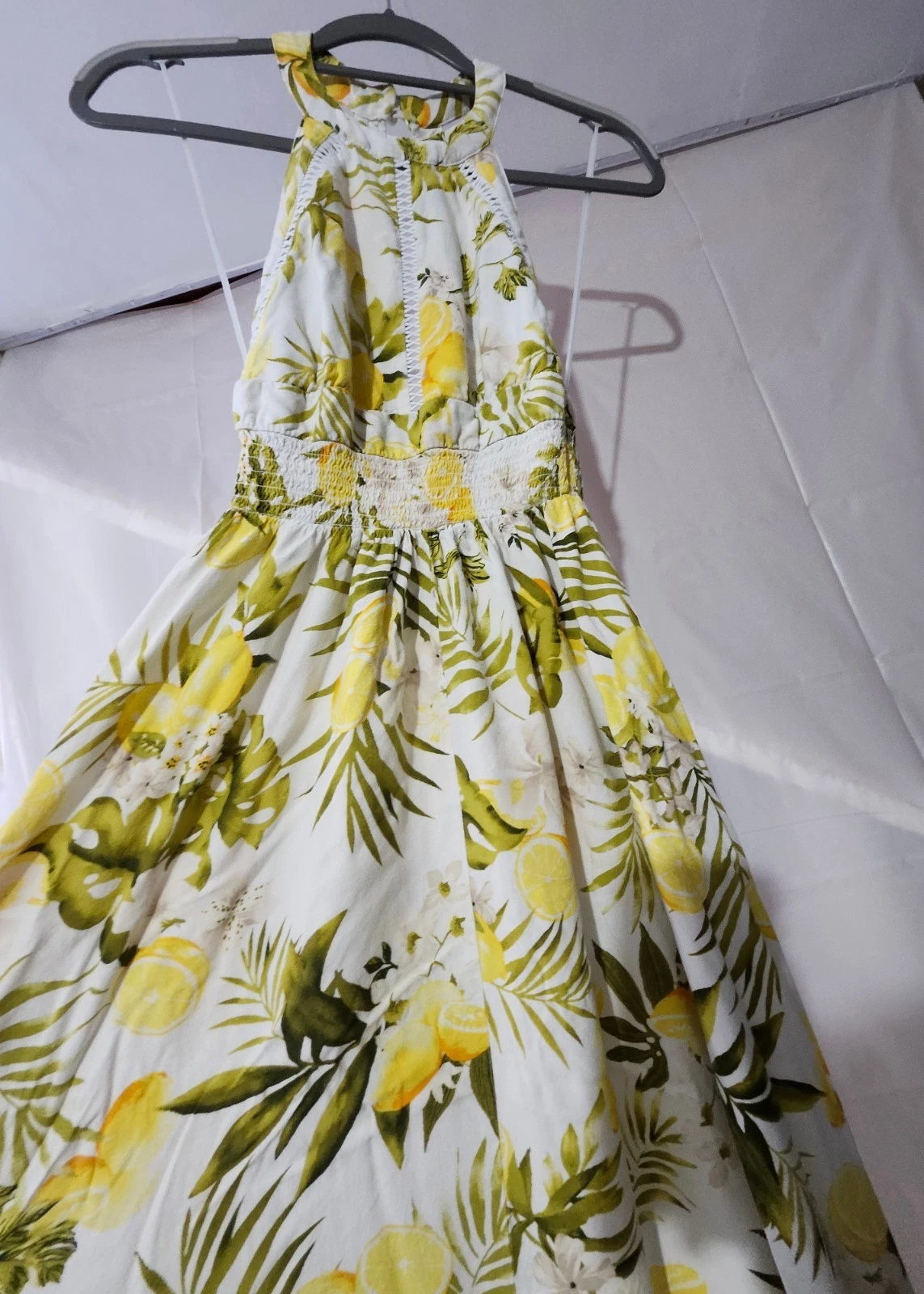 Yellow and White Floral Halter Maxi Dress - photo 3