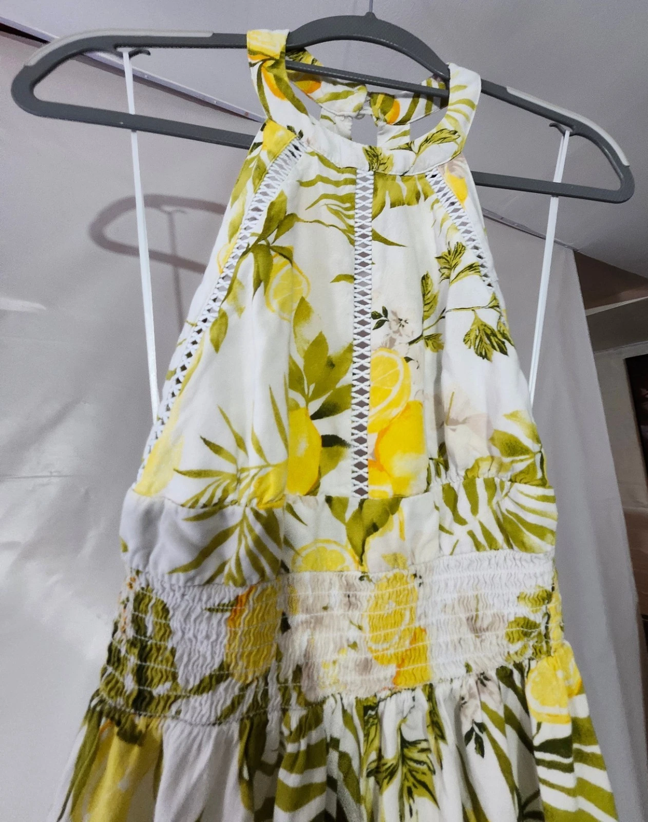 Yellow and White Floral Halter Maxi Dress - photo 4