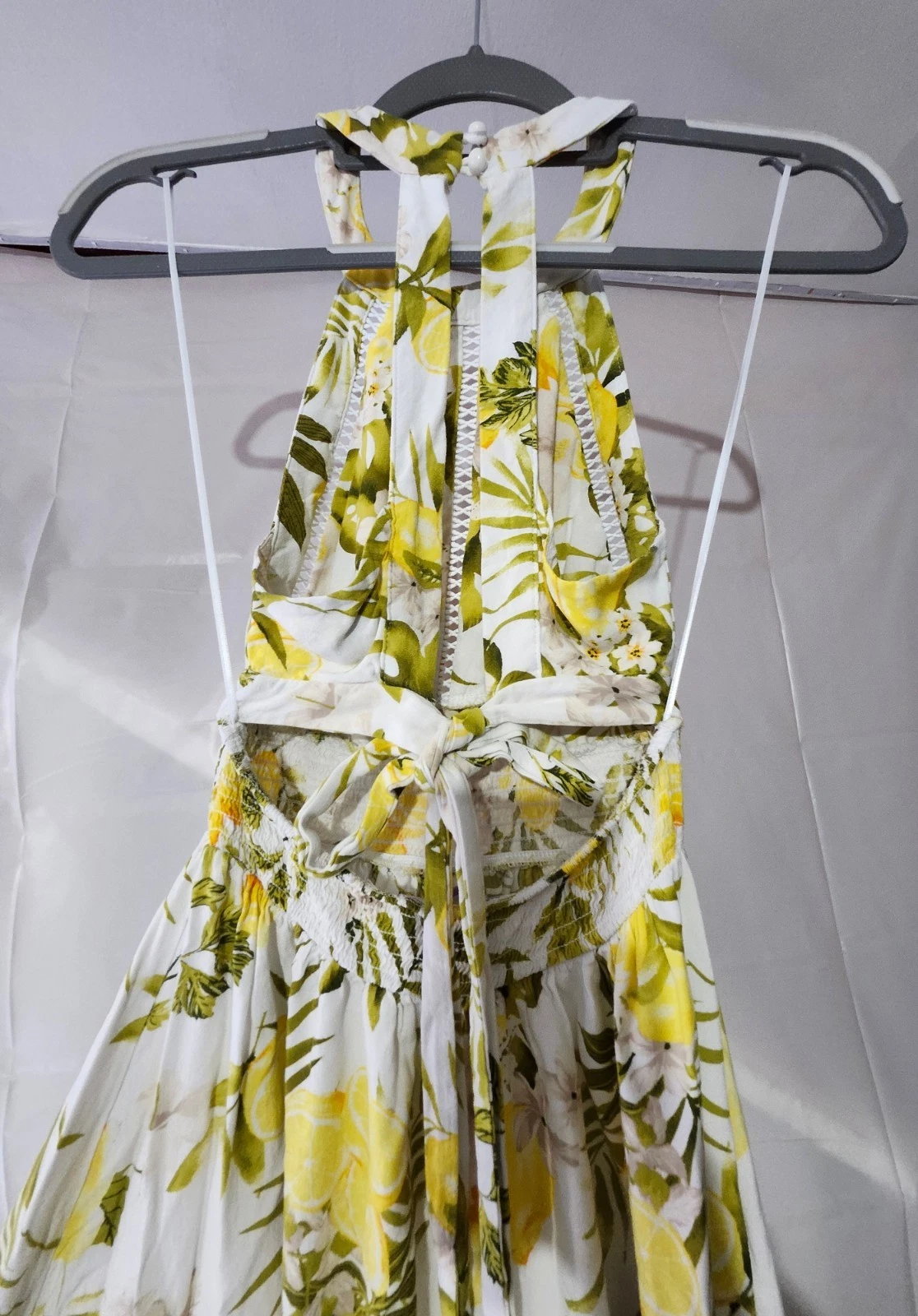 Yellow and White Floral Halter Maxi Dress - photo 5