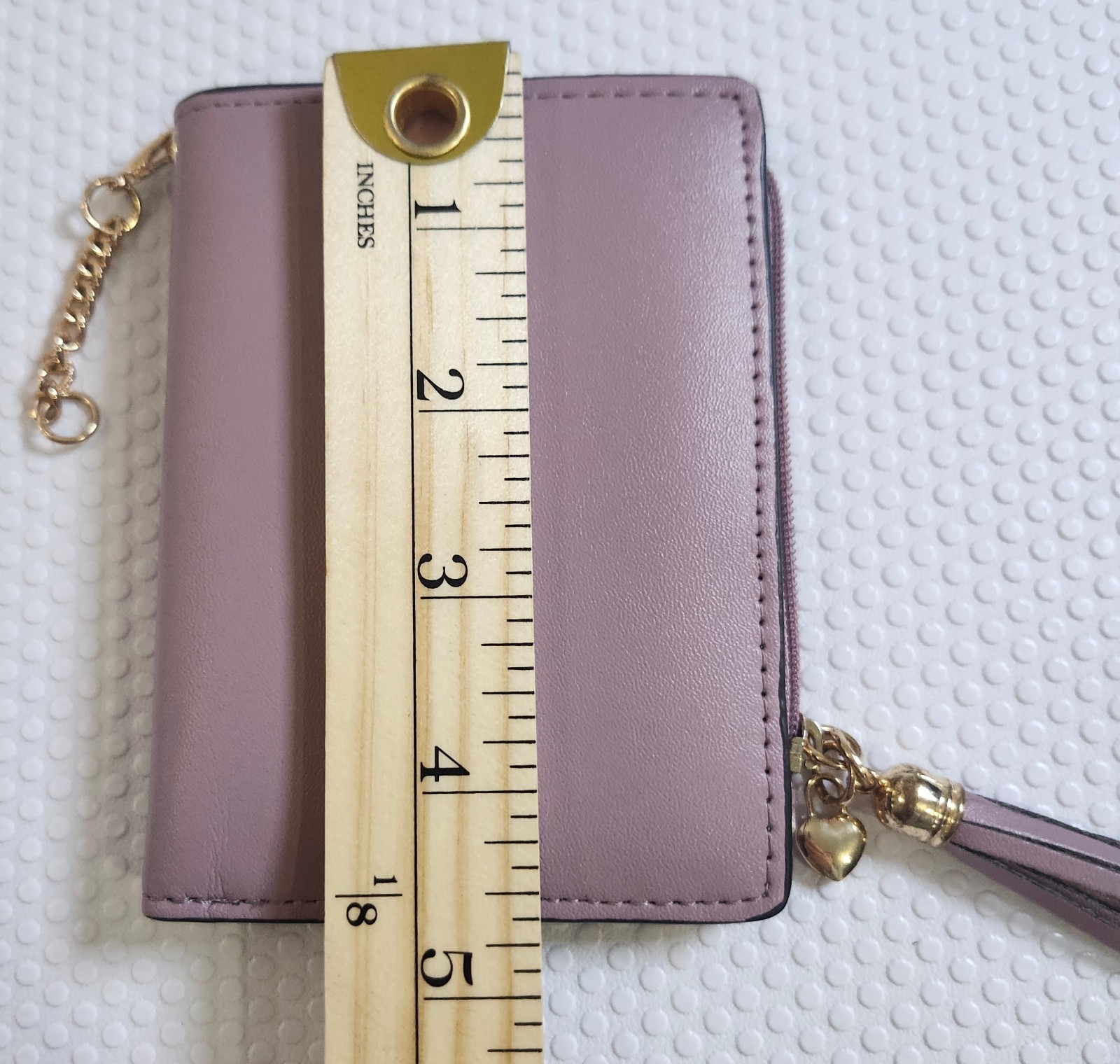Blush Pink/Lilac Zip Wallet with Gold Heart Charm - photo 3