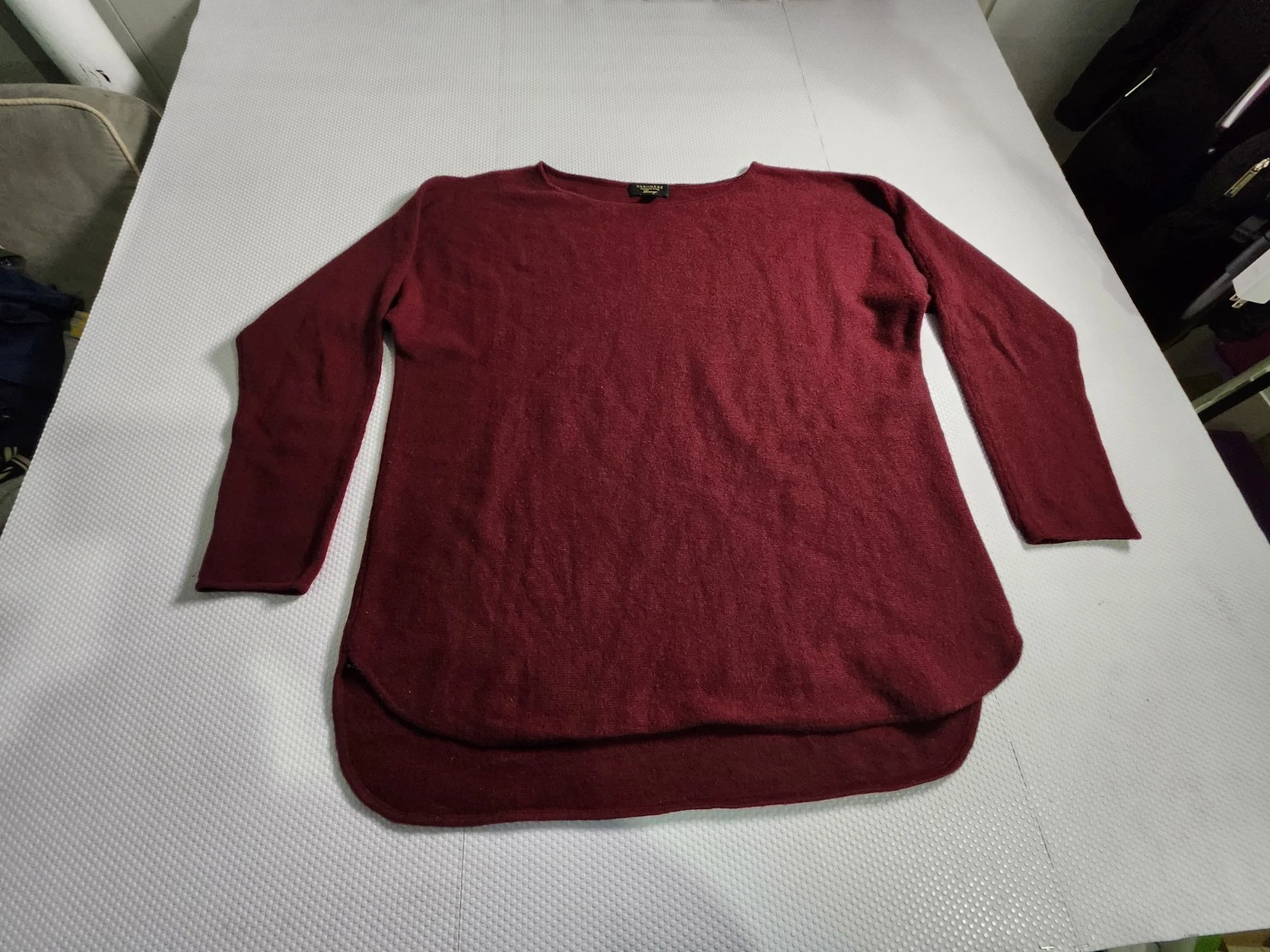 Burgundy Scoop Neck Pullover Sweater 100% Cashmere Size XL
