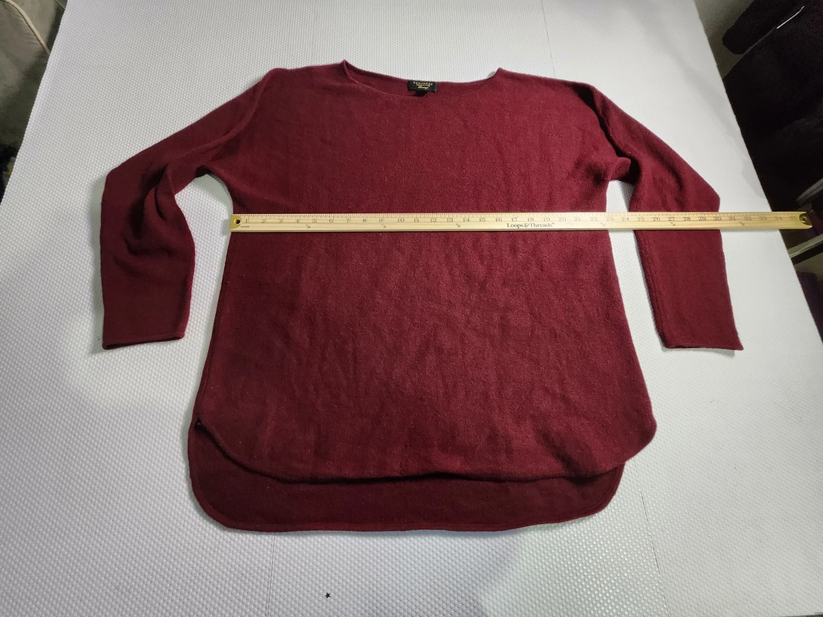 Burgundy Scoop Neck Pullover Sweater 100% Cashmere Size XL - photo 4