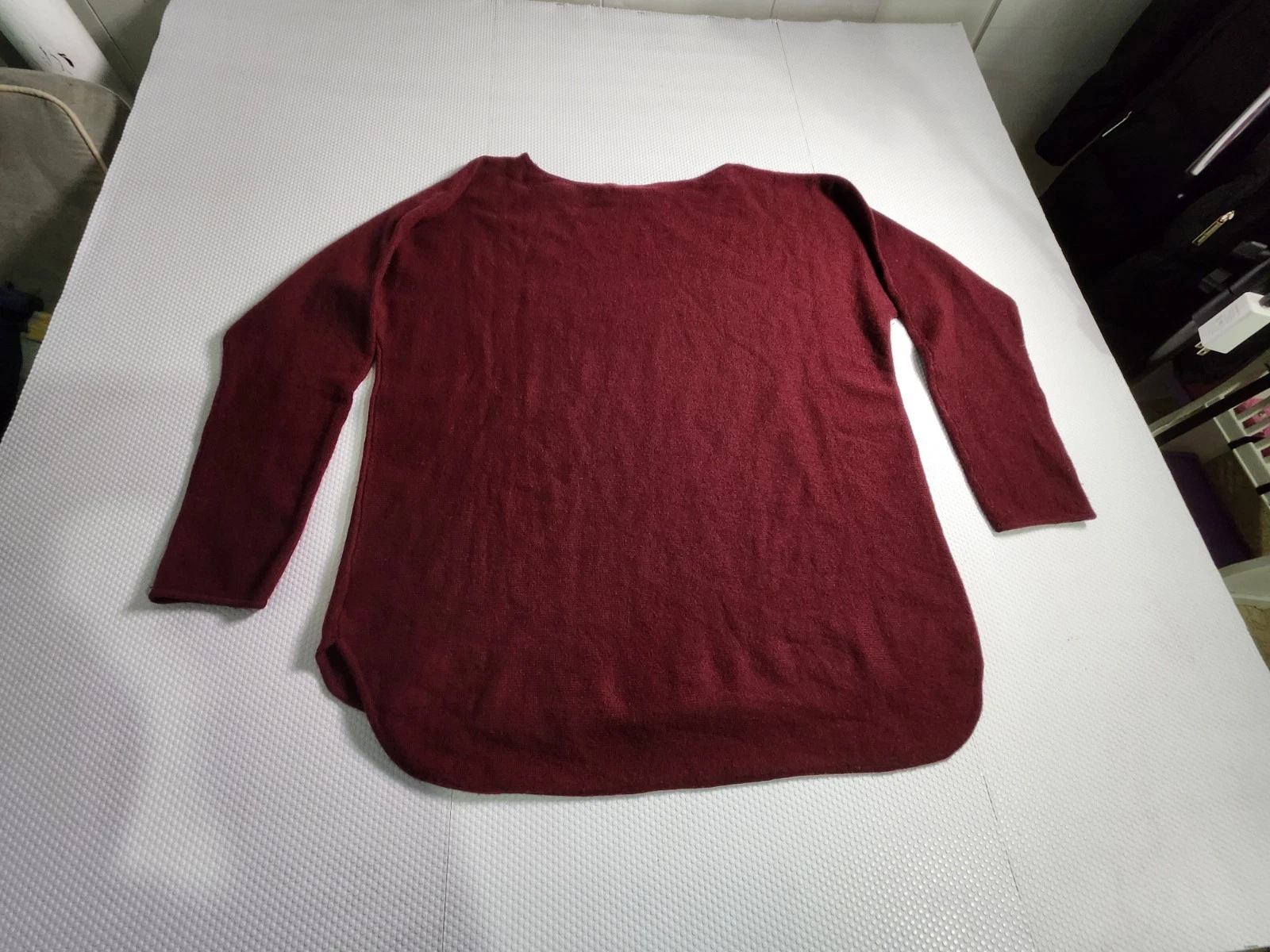 Burgundy Scoop Neck Pullover Sweater 100% Cashmere Size XL - photo 5