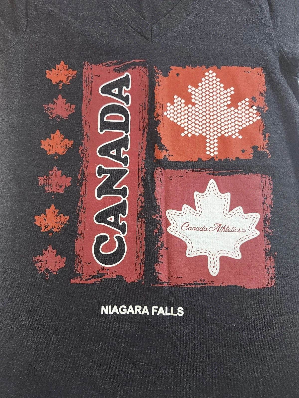 Canada Niagara Falls Black V-Neck Tee with Red Maple Graphics - photo 2