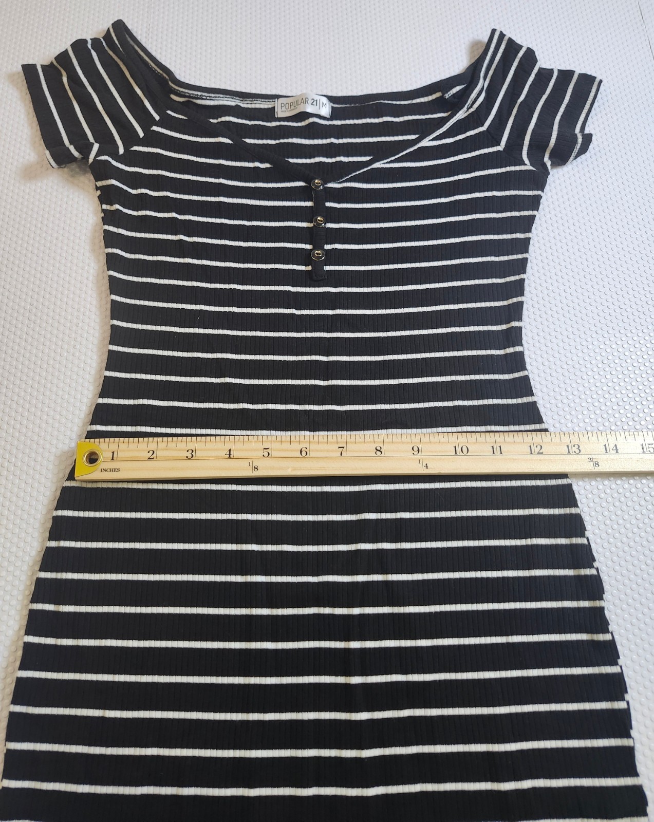 Off-Shoulder Black and White Striped Midi Dress - photo 5