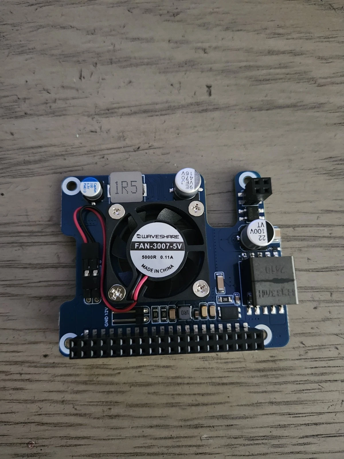 Blue Mini Fan-Cooled Raspberry Pi HAT