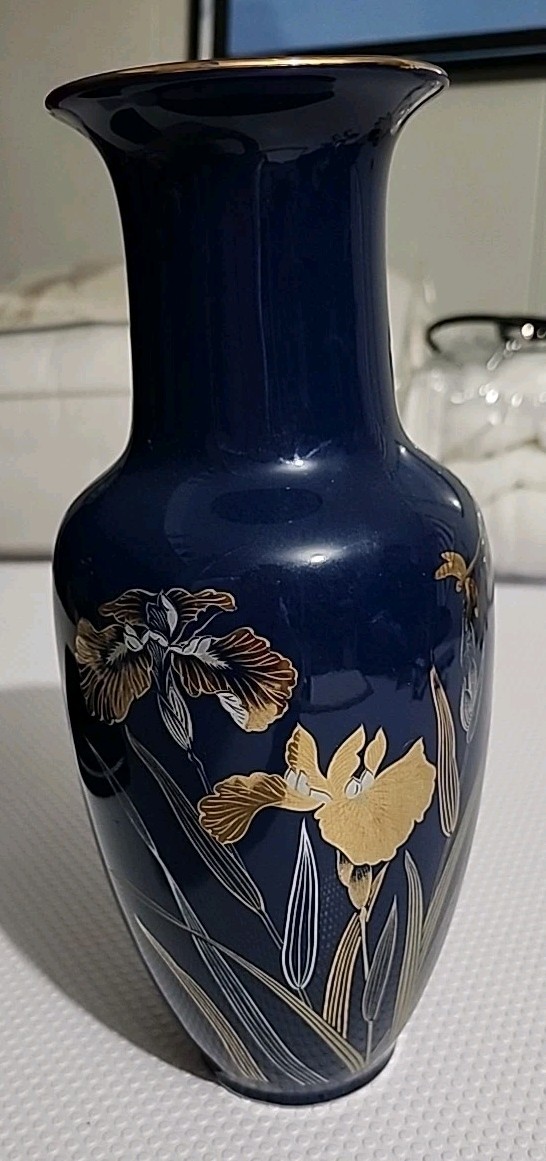 Japan Vintage Dragonfly Vase Blue/Gold