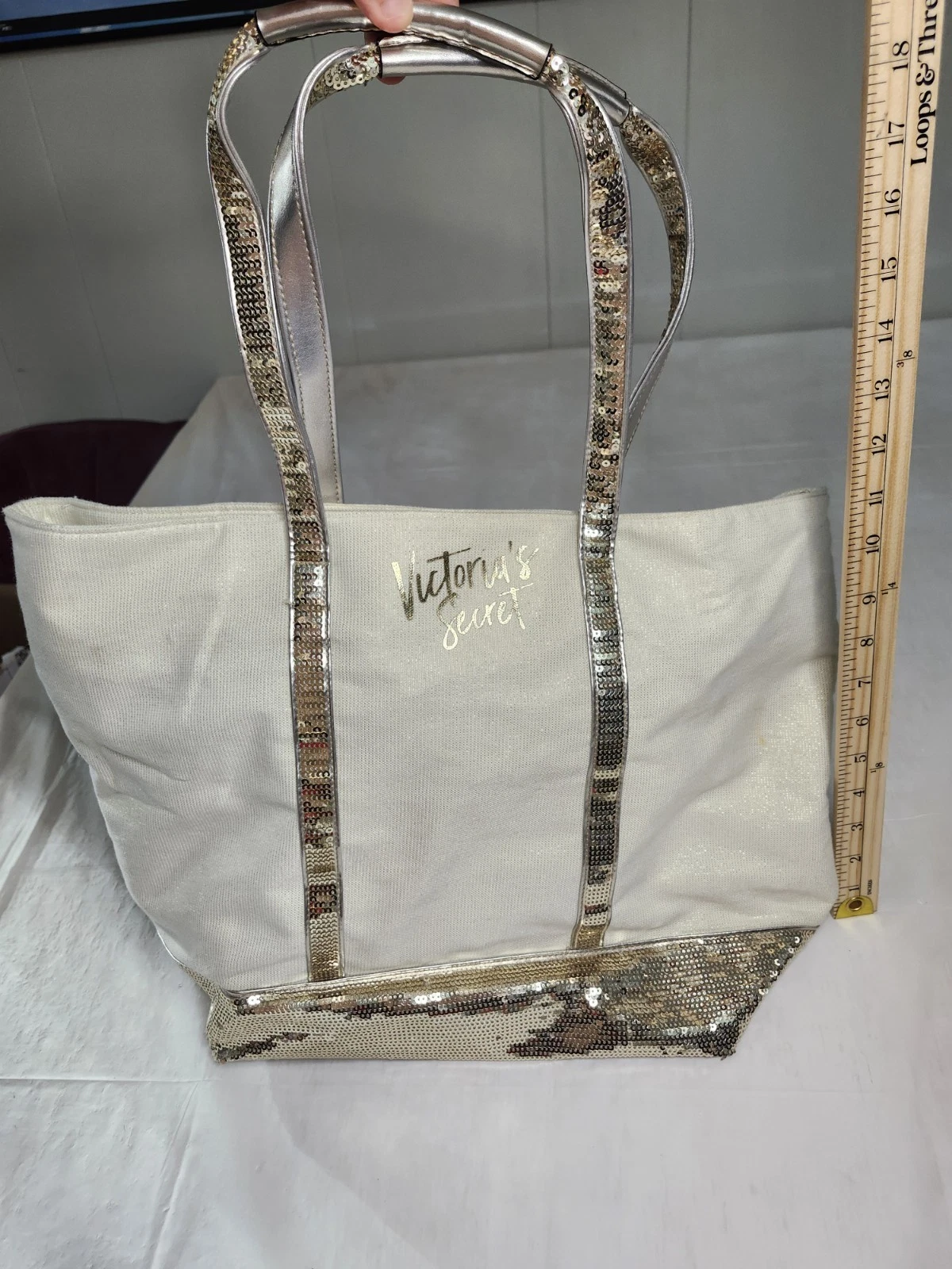 Victoria's Secret Tote Bag Sparkle Sequence Pre Owned Good Condi
