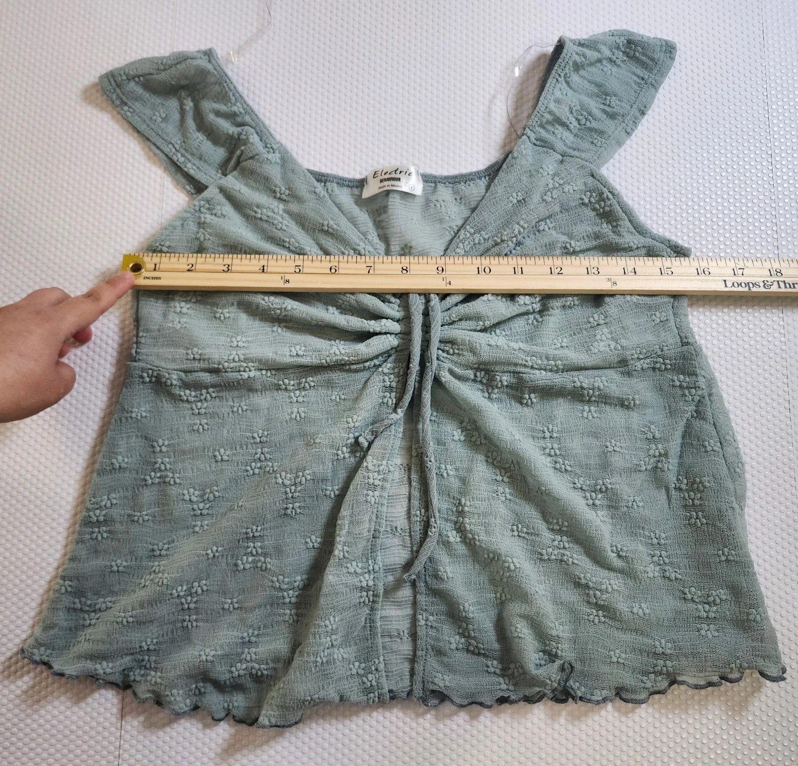 Electric Behaviour Sage Green Textured Tie-Front Cami Top - photo 5