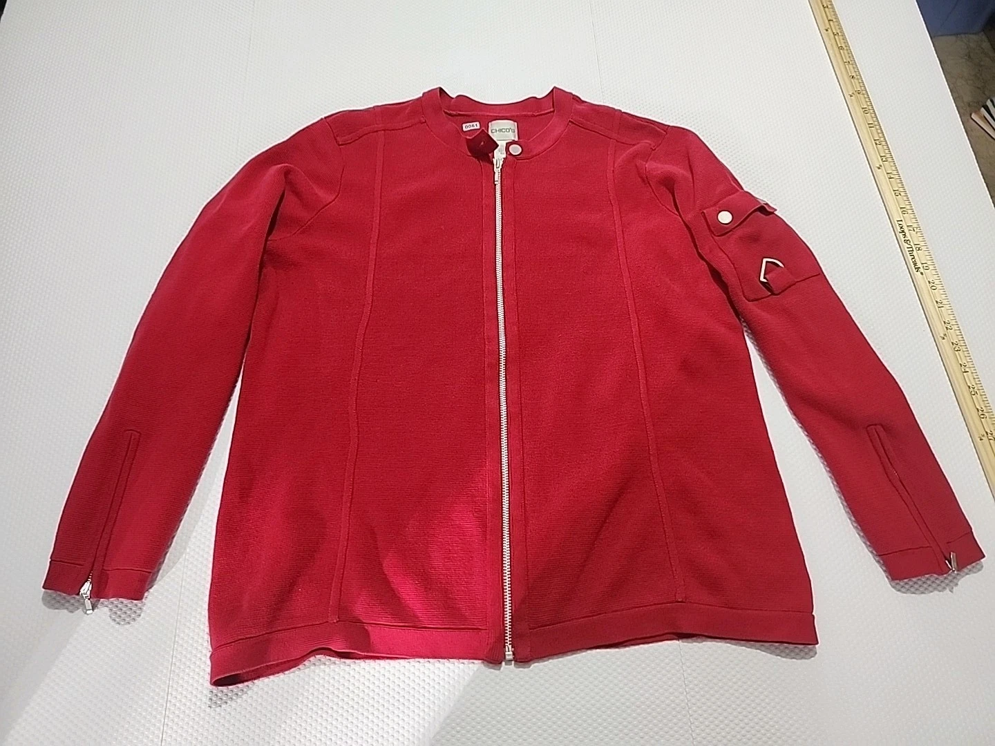 Women's CHICO'S Red Cardigan Sweater - Size 3