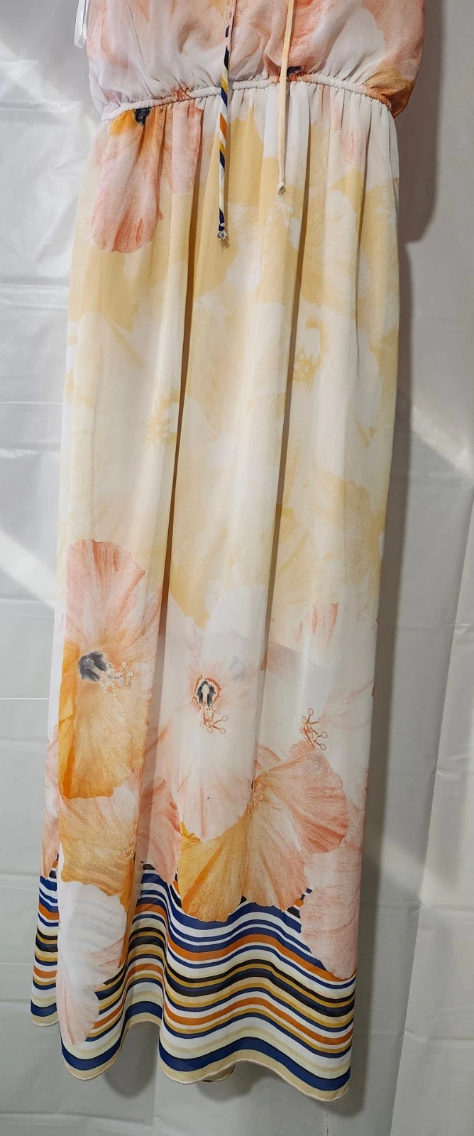 Sweet Storm Cream, Peach & Navy Floral Stripe Maxi Dress - photo 3