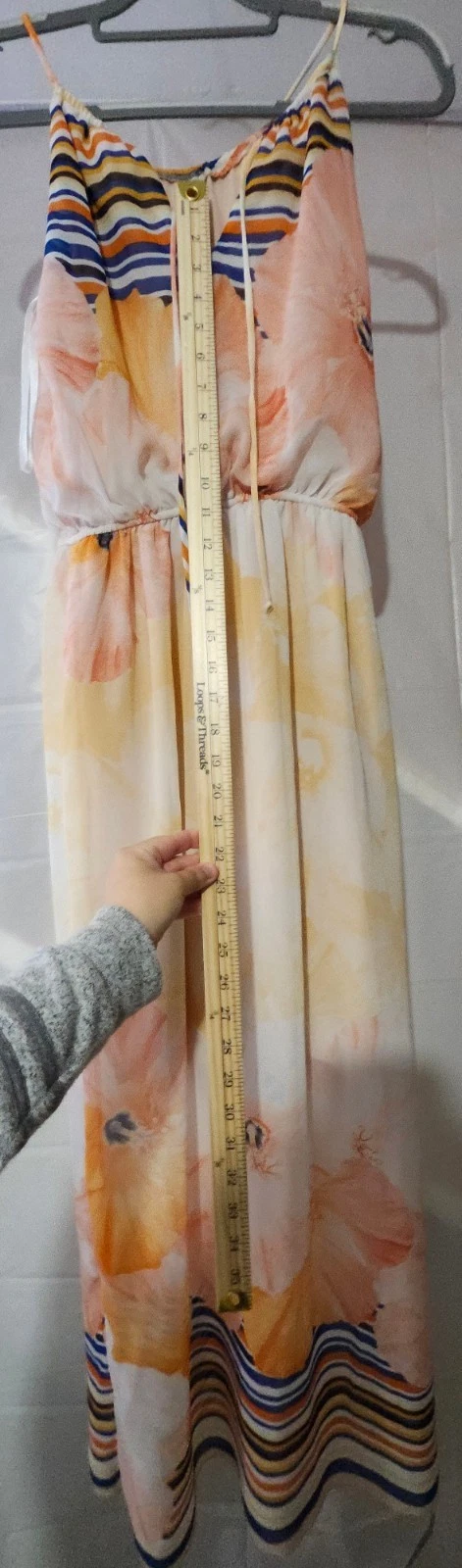 Sweet Storm Cream, Peach & Navy Floral Stripe Maxi Dress - photo 4