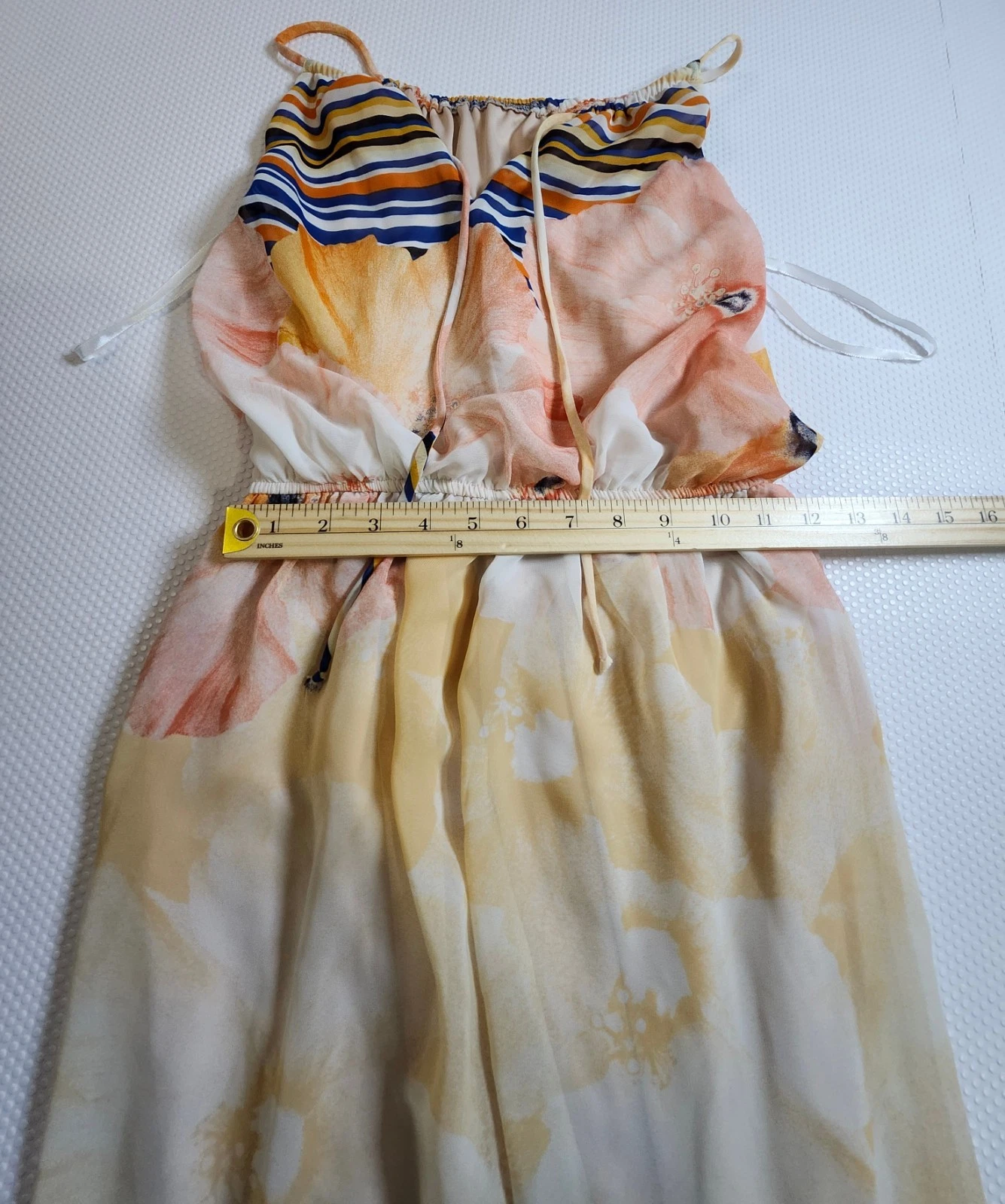 Sweet Storm Cream, Peach & Navy Floral Stripe Maxi Dress - photo 5