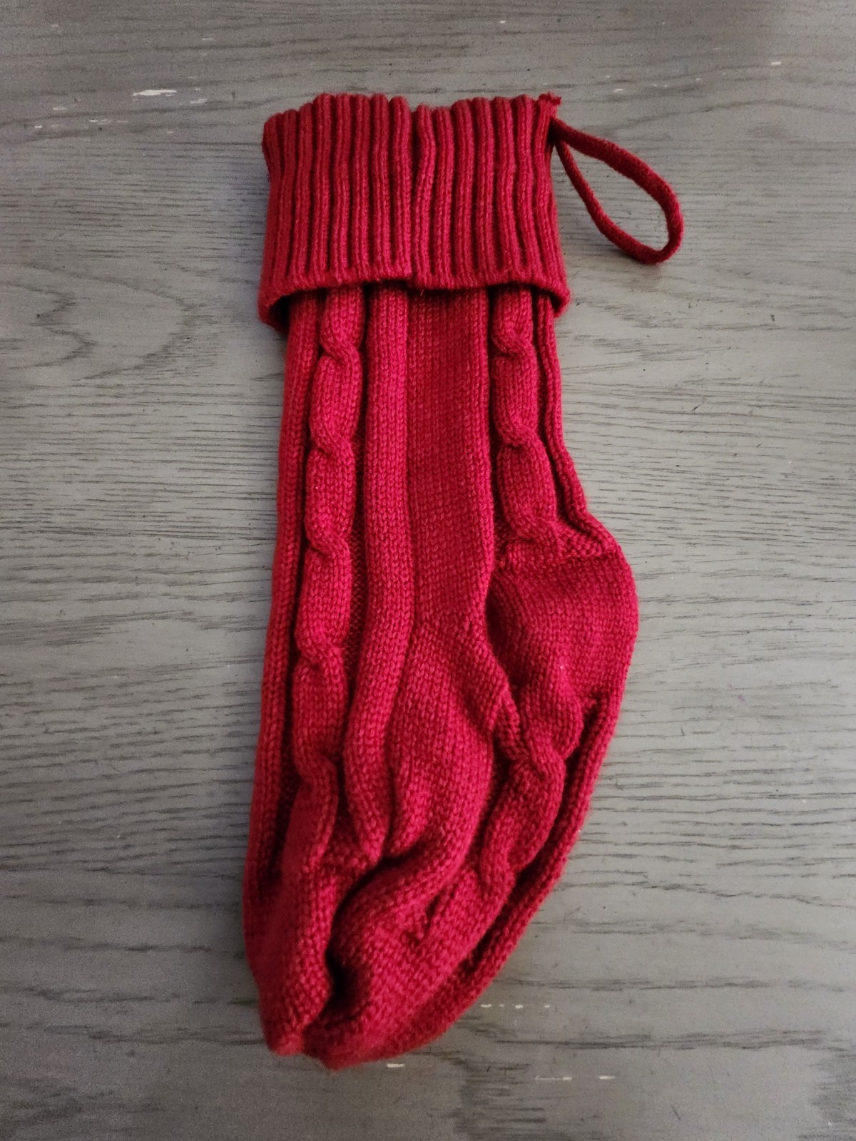 Red Cable Knit Christmas Stocking - photo 2