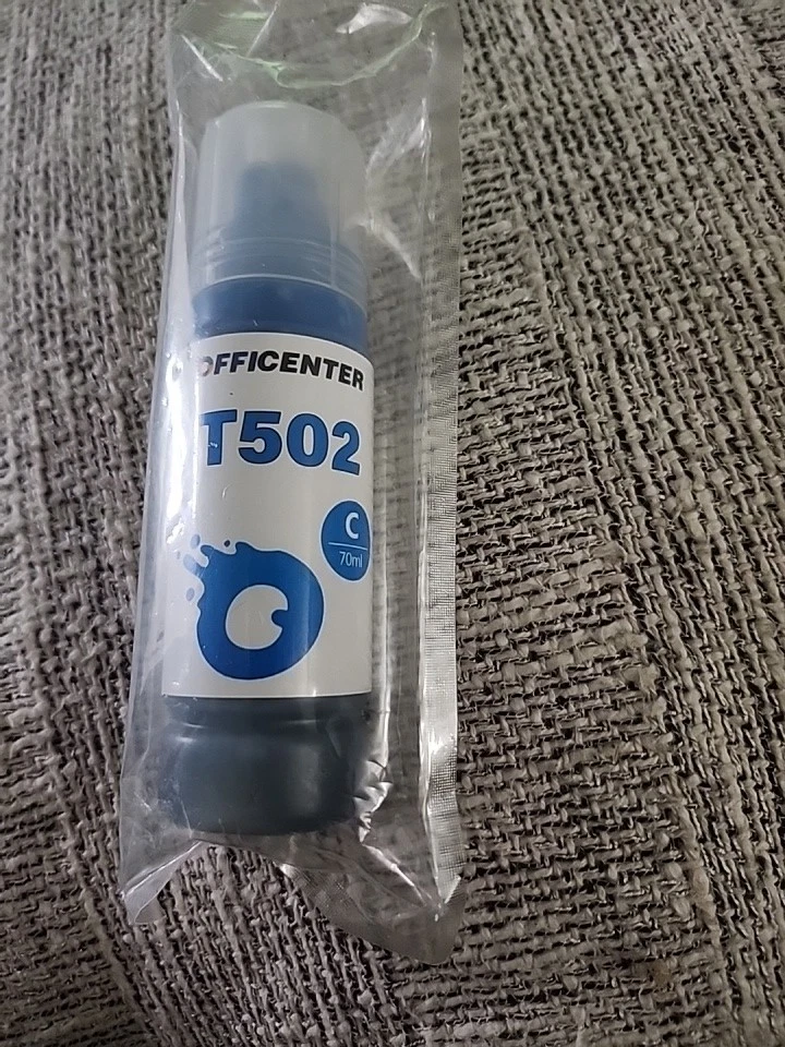 OFFICENTER T502 Cyan Ink Bottle - Blue and White