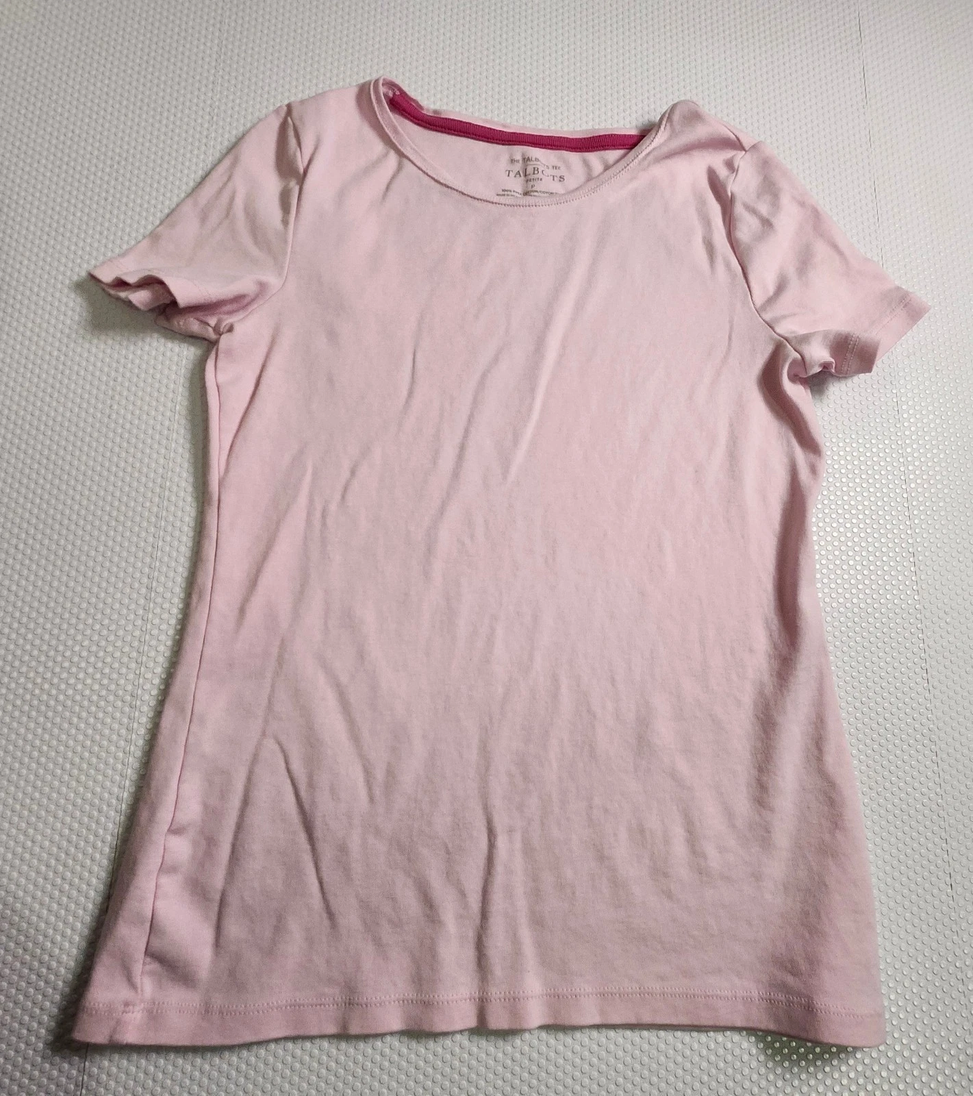Talbots Pink Tee with Dark Pink Neck Trim